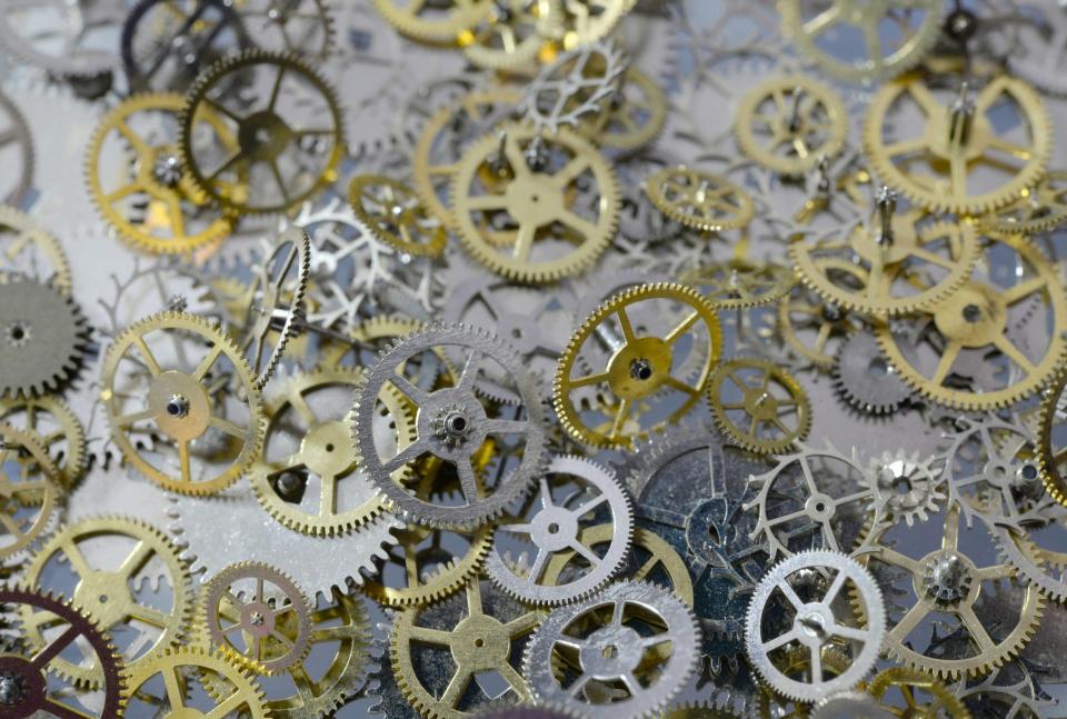 Collection of small, intricate watch gears