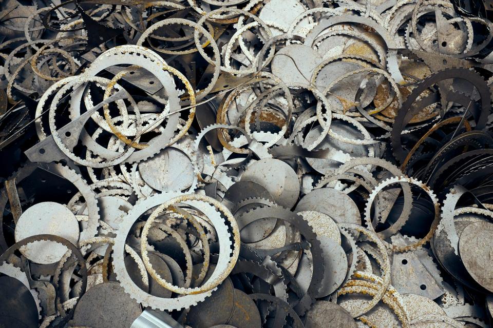 Assorted metal rings in various sizes